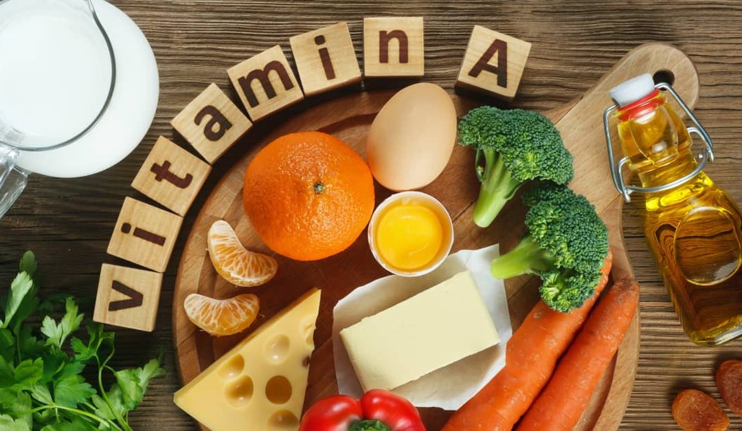 natural products rich in vitamin A such as tangerine, red pepper, parsley leaves, dried apricots, carrots, broccoli, butter, yellow cheese, milk, egg yolk and cod liver oil.