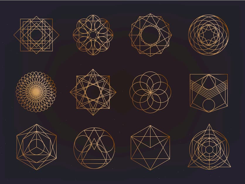 Sacred geometry symbols collection.
