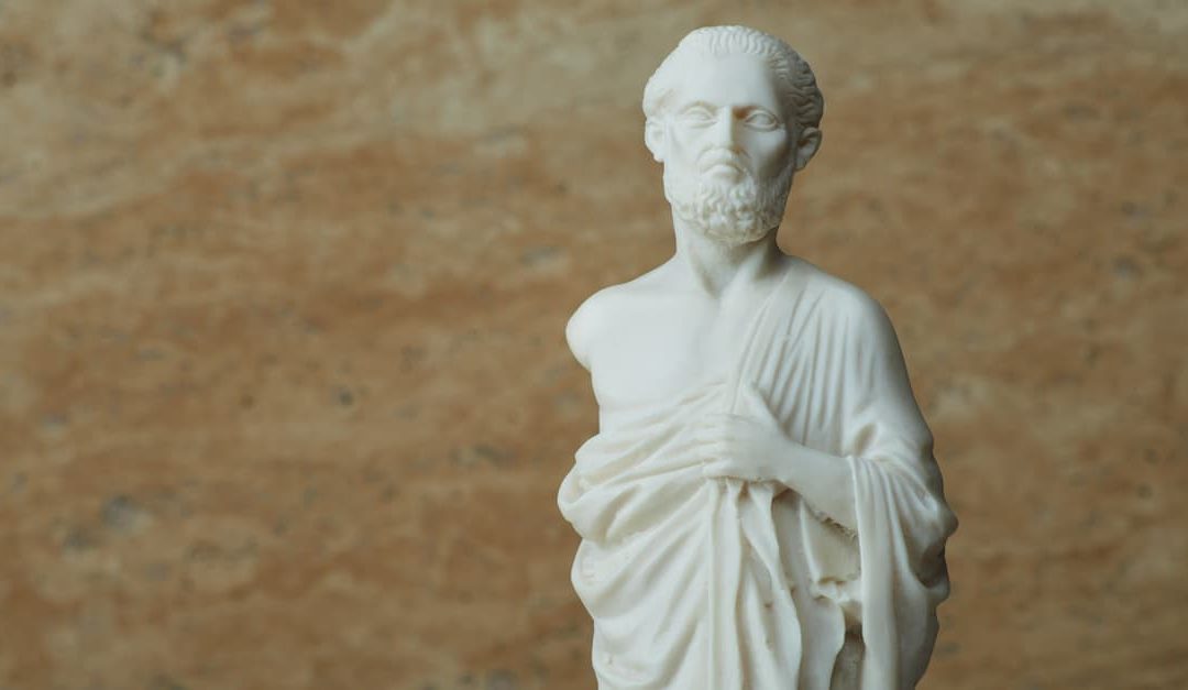 White statue of Hippocrates of cos
