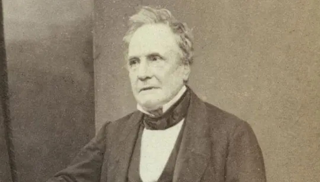 A black and white photograph of Charles Babbage