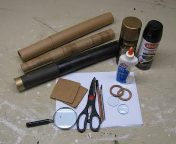 The equipment needed to make the Galileo telescope at home
