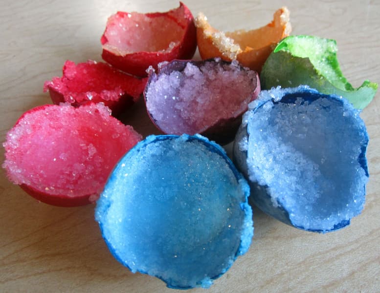 Colorful eggshell geodes that have been made at home