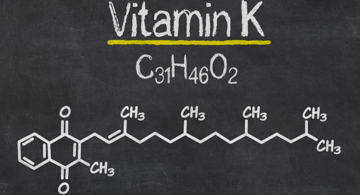Blackboard with the chemical formula of Vitamin K