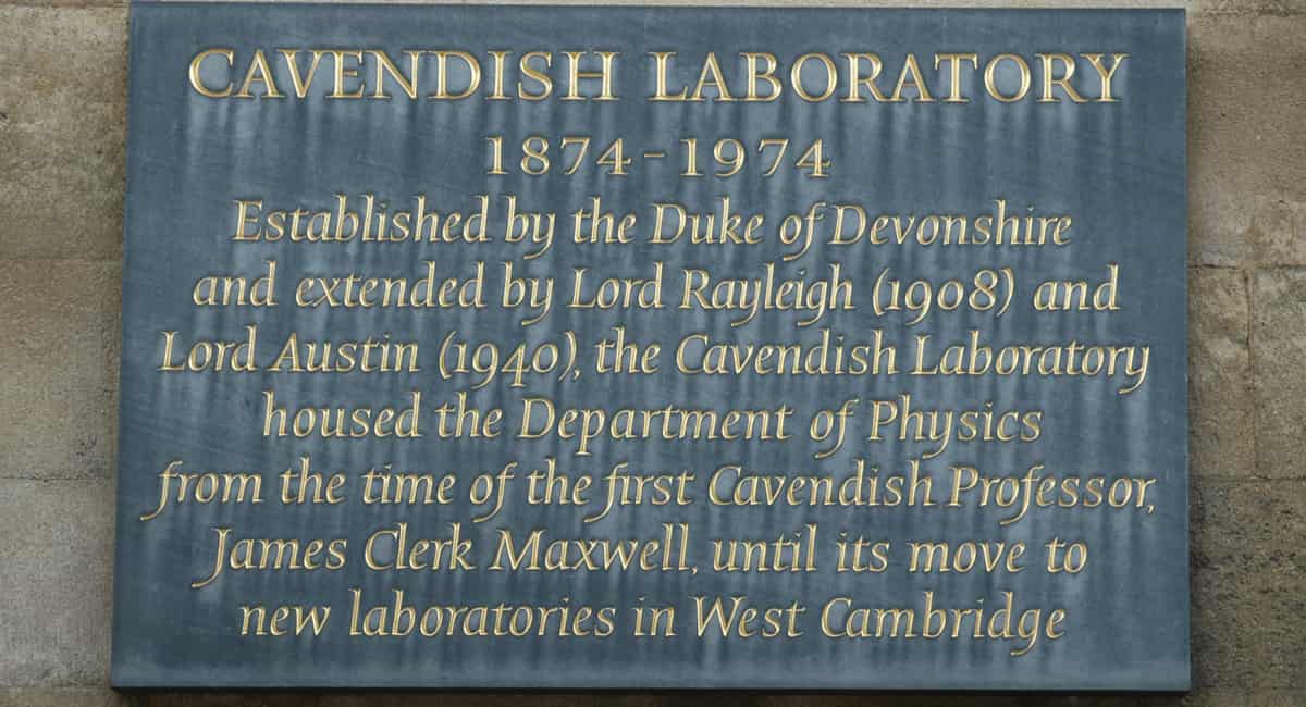 The sign outside Old Cambridge Cavendish Laboratory
