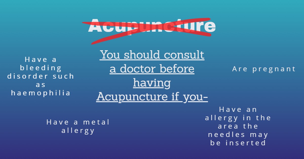 When to Avoid Acupuncture When to avoid the traditional chinese medicine of acupuncture