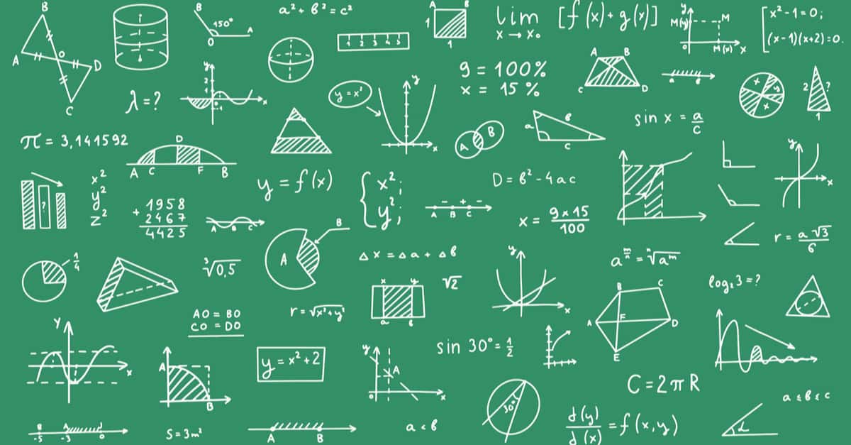 Mathematics and geometry background on a chalk board