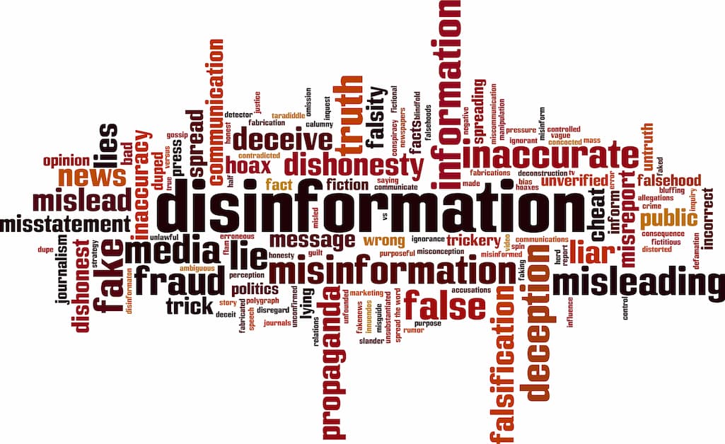 Disinformation word cloud concept
