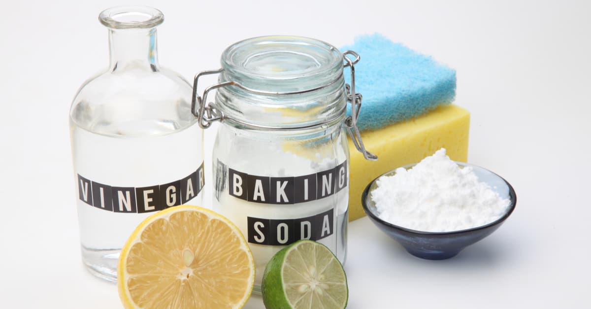 Homemade green cleaning products such as lemon, vinegar and baking soda help to avoid xenoestrogens