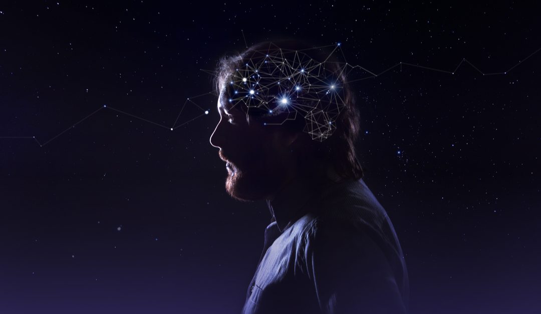 Human thought connected to the universe concept